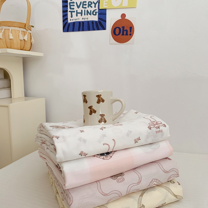 91家纺网 家纺一手货源 找家纺 柚可家居 2024新款活性印花小熊系列单被套 甜酷小熊