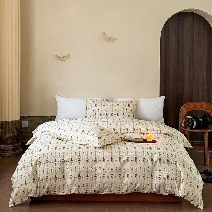 91家纺网 家纺一手货源 找家纺 柚可家居 2024新款活性印花花卉系列单被套 沁恬