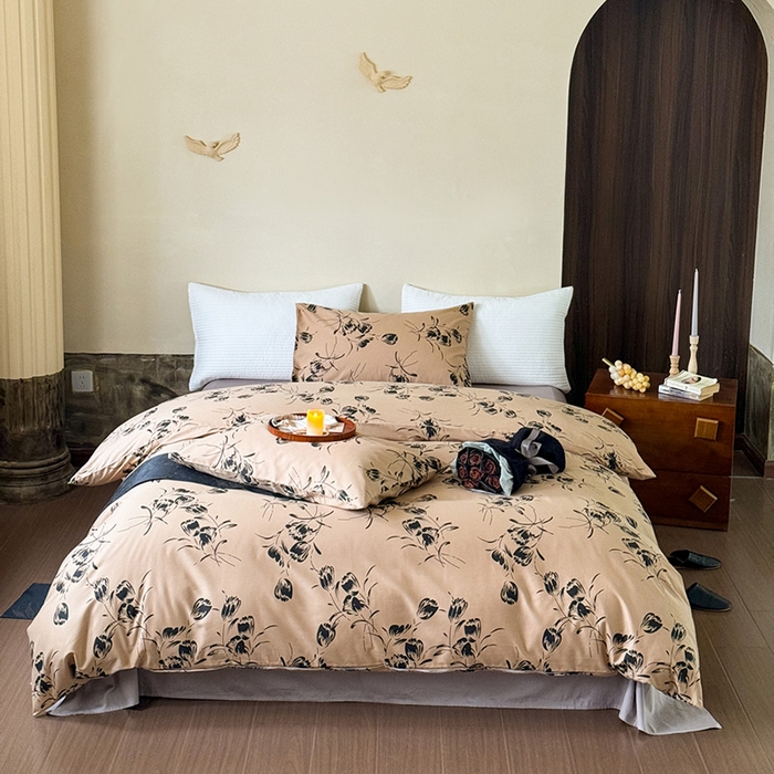 91家纺网 家纺一手货源 找家纺 柚可家居 2024新款活性印花花卉系列单被套 晚乔