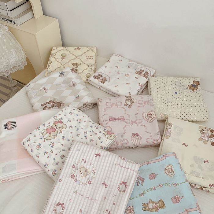 91家纺网 家纺一手货源 找家纺 柚可家居 2024新款活性印花小熊系列单被套 小熊花花