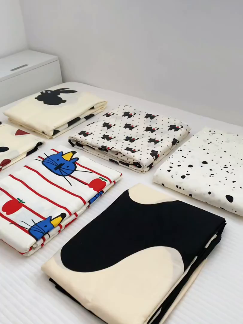 91家纺网 家纺一手货源 找家纺 （总）柚可家居 2024新款活性印花黑白系列单被套2