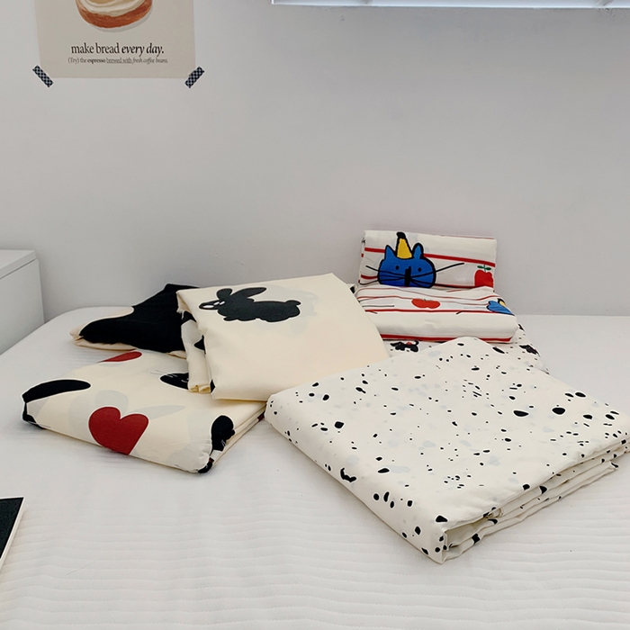 91家纺网 家纺一手货源 找家纺 （总）柚可家居 2024新款活性印花黑白系列单被套2