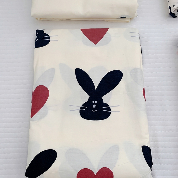 91家纺网 家纺一手货源 找家纺 柚可家居 2024新款活性印花黑白系列单被套2 爱心兔