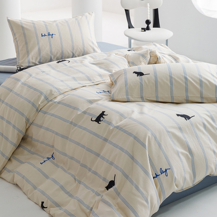 91家纺网 家纺一手货源 找家纺 柚可家居 2024新款活性印花多巴胺系列单被套 夜猫