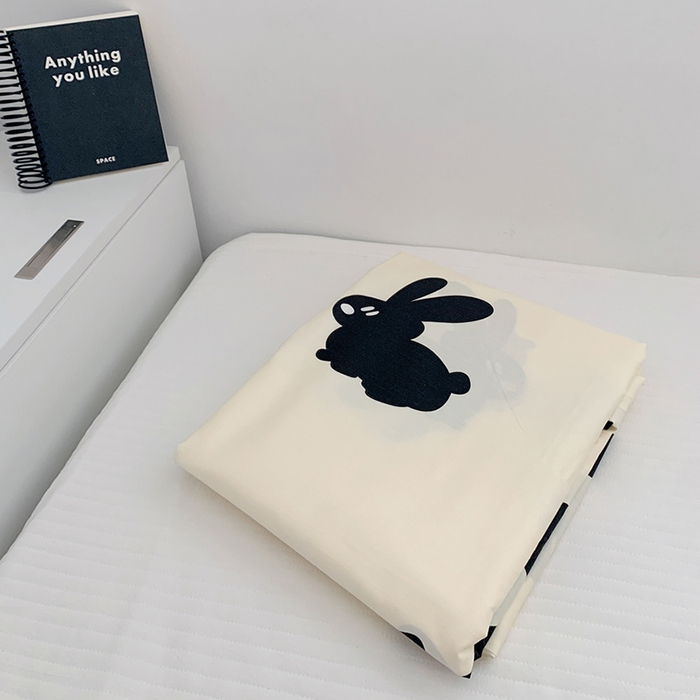 91家纺网 家纺一手货源 找家纺 柚可家居 2024新款活性印花黑白系列单被套2 墨点