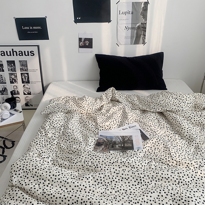 91家纺网 家纺一手货源 找家纺 柚可家居 2024新款40支全棉斜纹活性印花单被套 点点单被套