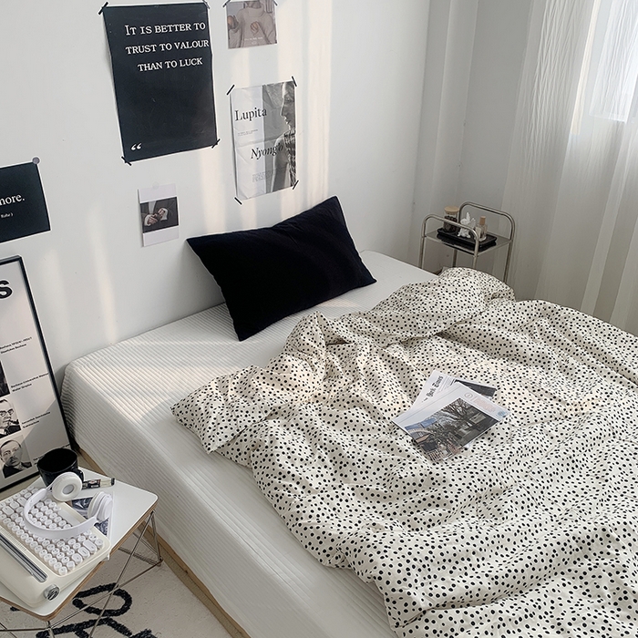 91家纺网 家纺一手货源 找家纺 柚可家居 2024新款40支全棉斜纹活性印花单被套 点点单被套