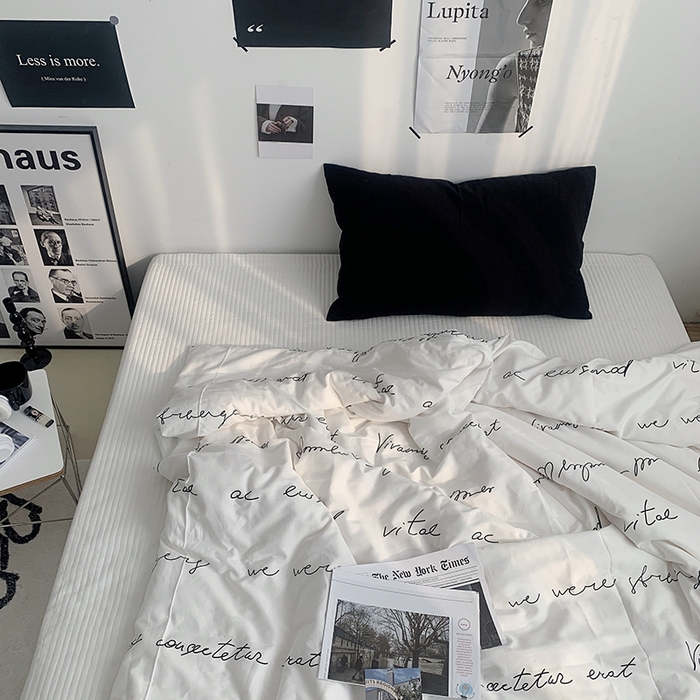 91家纺网 家纺一手货源 找家纺 柚可家居 2024新款40支全棉斜纹活性印花单被套 英文信单被套