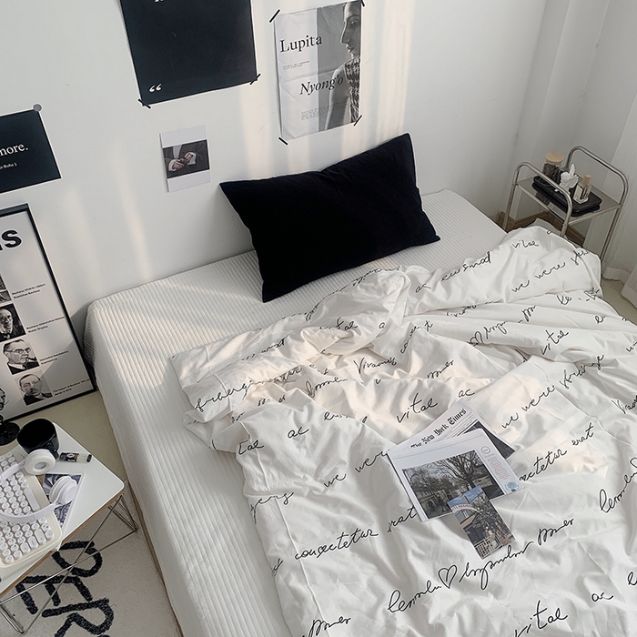 91家纺网 家纺一手货源 找家纺 柚可家居 2024新款40支全棉斜纹活性印花单被套 英文信单被套