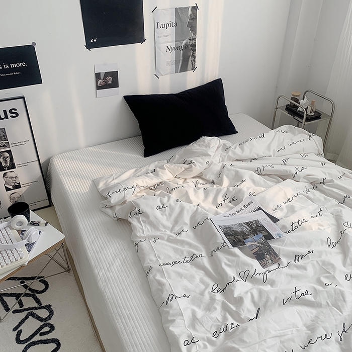 91家纺网 家纺一手货源 找家纺 柚可家居 2024新款40支全棉斜纹活性印花单被套 英文信单被套