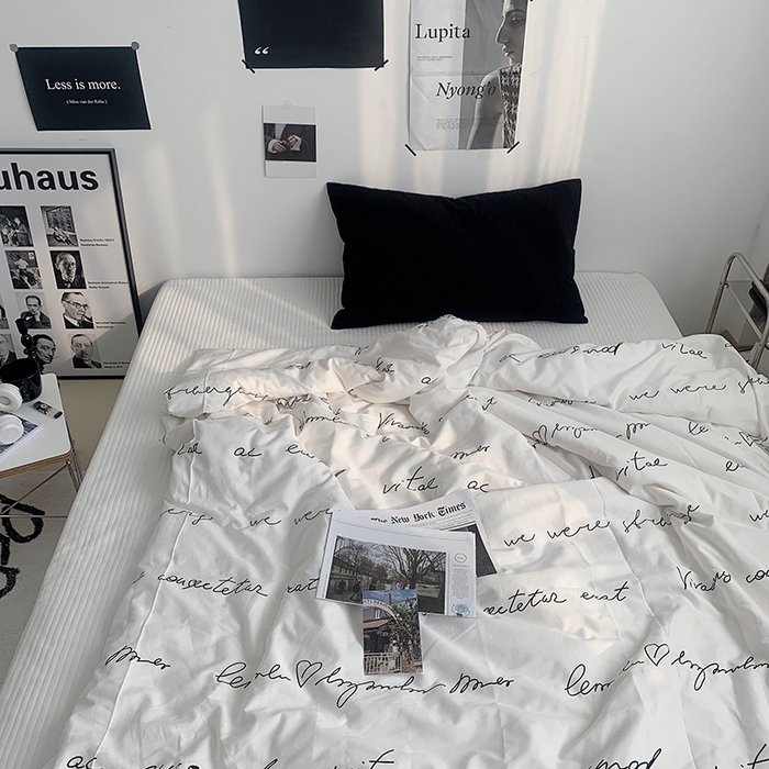 91家纺网 家纺一手货源 找家纺 柚可家居 2024新款40支全棉斜纹活性印花单被套 英文信单被套