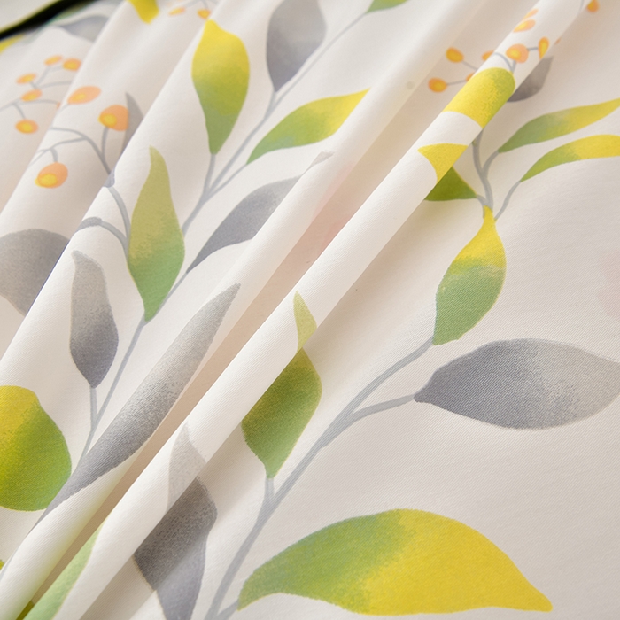 91家纺网 家纺一手货源 找家纺 绘萱家居 2025新款100%全棉床裙款斜纹印花四件套 叶之恋