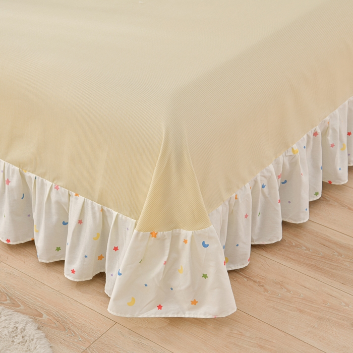 91家纺网 家纺一手货源 找家纺 绘萱家居 2025新款100%全棉床裙款斜纹印花四件套 星光灿烂