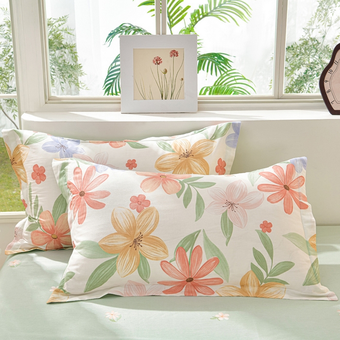 91家纺网 家纺一手货源 找家纺 绘萱家居 2025新款100%全棉床裙款斜纹印花四件套 温情初夏