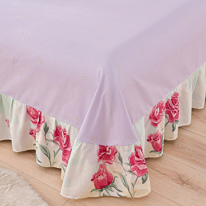 91家纺网 家纺一手货源 找家纺 绘萱家居 2025新款100%全棉床裙款斜纹印花四件套 三生三世