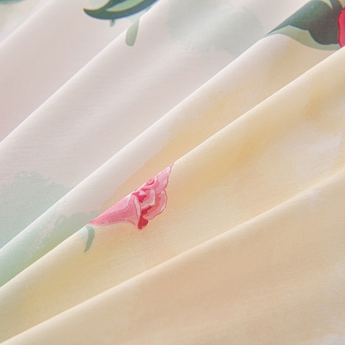 91家纺网 家纺一手货源 找家纺 绘萱家居 2025新款100%全棉床裙款斜纹印花四件套 三生三世