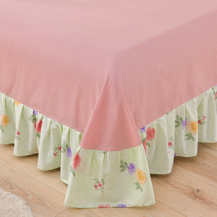 91家纺网 家纺一手货源 找家纺 绘萱家居 2025新款100%全棉床裙款斜纹印花四件套 千姿百媚