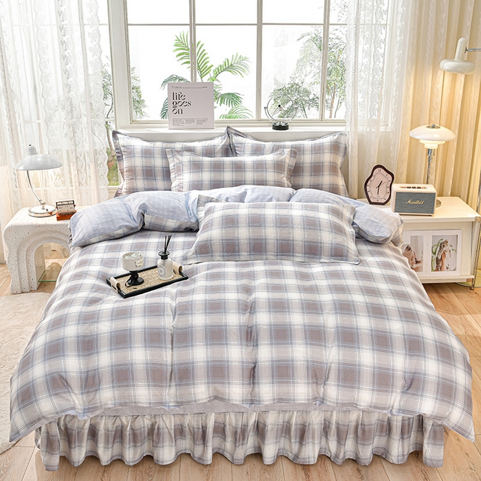 91家纺网 家纺一手货源 找家纺 绘萱家居 2025新款100%全棉床裙款斜纹印花四件套 品格