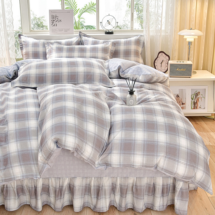 91家纺网 家纺一手货源 找家纺 绘萱家居 2025新款100%全棉床裙款斜纹印花四件套 品格