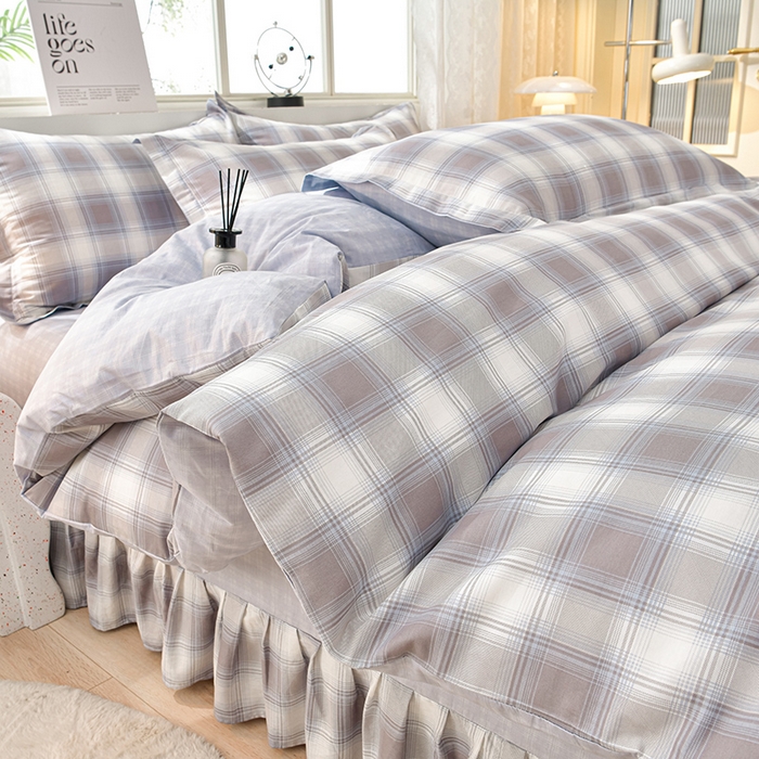 91家纺网 家纺一手货源 找家纺 绘萱家居 2025新款100%全棉床裙款斜纹印花四件套 品格