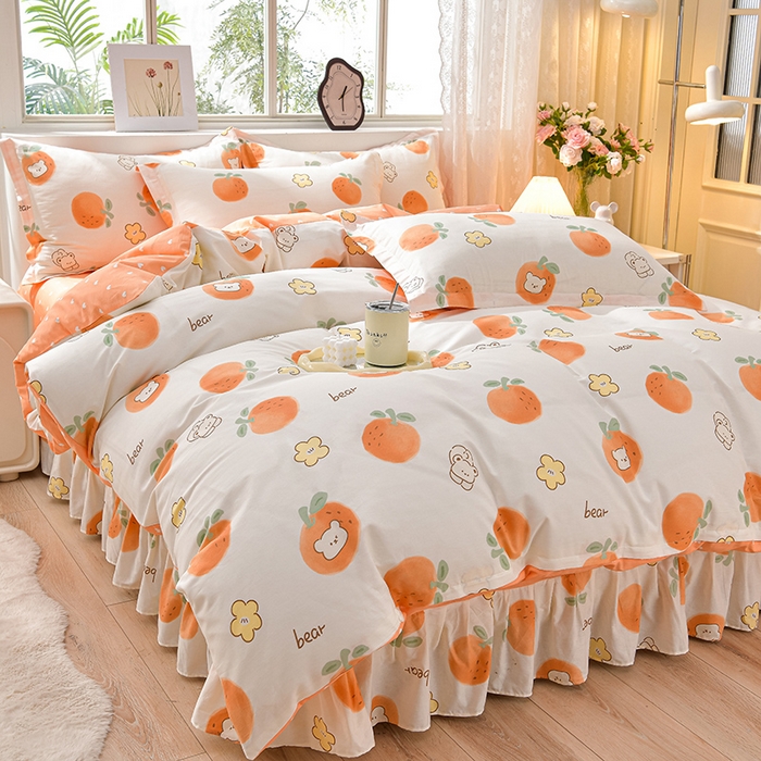 91家纺网 家纺一手货源 找家纺 （总）绘萱家居 2025新款100%全棉床裙款斜纹印花四件套