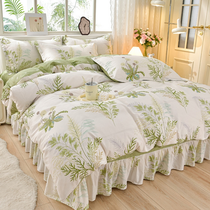 91家纺网 家纺一手货源 找家纺 （总）绘萱家居 2025新款100%全棉床裙款斜纹印花四件套