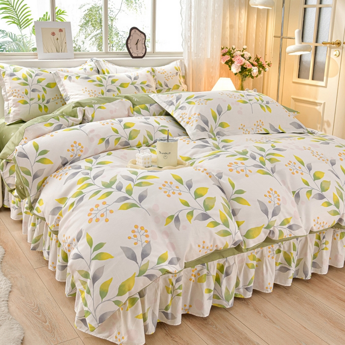 91家纺网 家纺一手货源 找家纺 （总）绘萱家居 2025新款100%全棉床裙款斜纹印花四件套