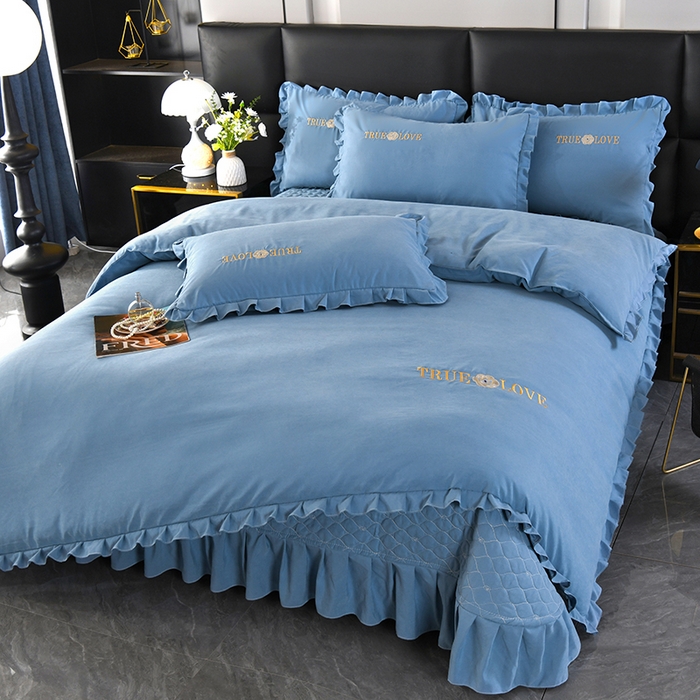 91家纺网 家纺一手货源 找家纺 （总）代芙家纺 2025新款锦棉床盖四件套-花边款