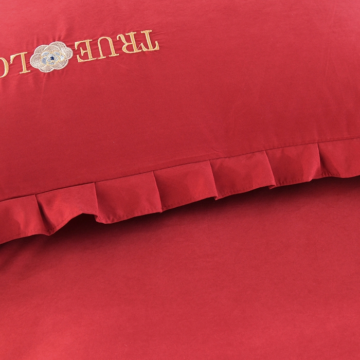 91家纺网 家纺一手货源 找家纺 代芙家纺 2025新款锦棉床盖四件套-花边款 花香-花边款-酒红