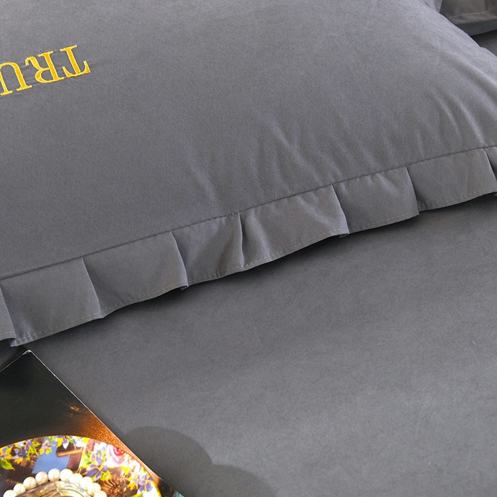 91家纺网 家纺一手货源 找家纺 代芙家纺 2025新款锦棉床盖四件套-花边款 花香-花边款-雅灰