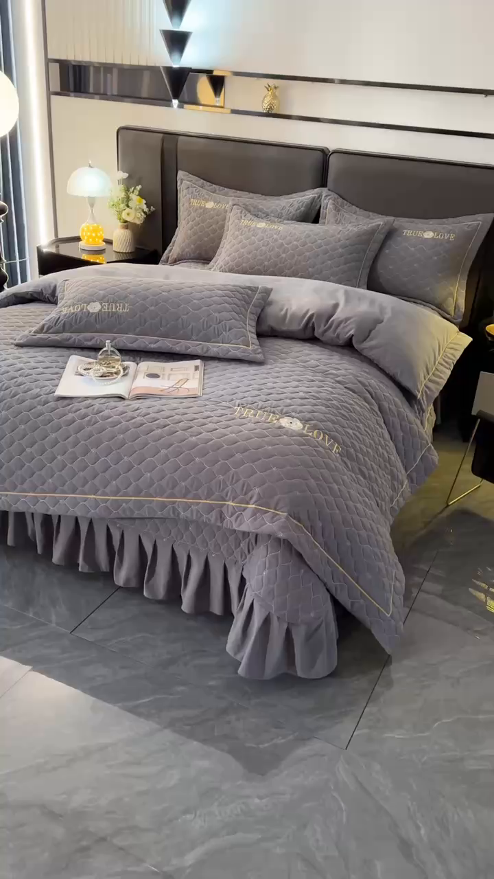 91家纺网 家纺一手货源 找家纺 （总）代芙家纺 2025新款锦棉床盖四件套-压线款