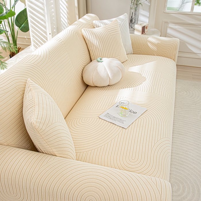 91家纺网 家纺一手货源 找家纺 沐沐家纺202新款瑞士卷沙发套 杏色