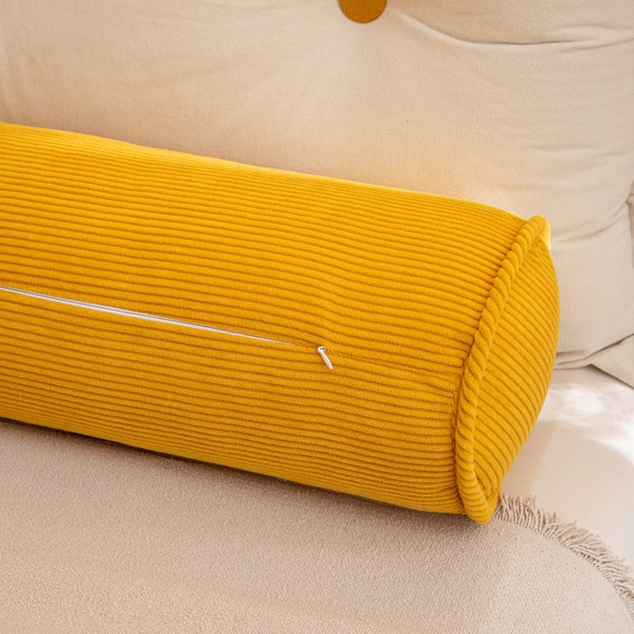 91家纺网 家纺一手货源 找家纺 沐沐家纺2026新款灯芯绒长条睡抱枕 黄色