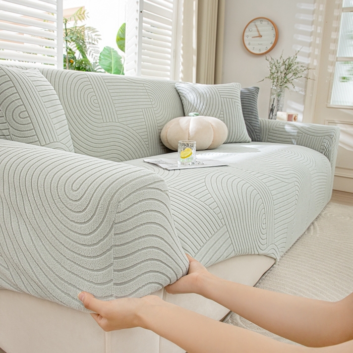 91家纺网 家纺一手货源 找家纺 沐沐家纺202新款瑞士卷沙发套 浅灰