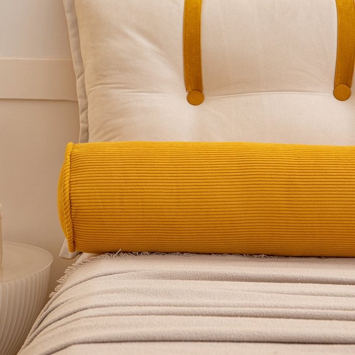 91家纺网 家纺一手货源 找家纺 沐沐家纺2026新款灯芯绒长条睡抱枕 黄色