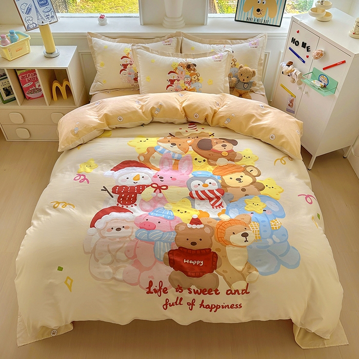 浩诚 2025新款原创专版设计亲肤全棉纯棉印花四件套--有作品登记证书 动物乐园