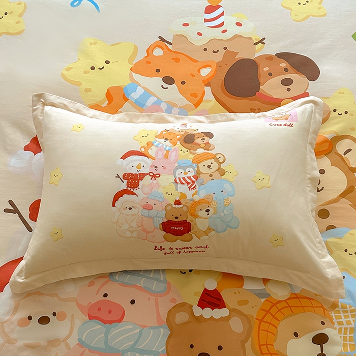 91家纺网 家纺一手货源 找家纺 浩诚 2025新款原创专版设计亲肤全棉纯棉印花四件套--有作品登记证书 动物乐园