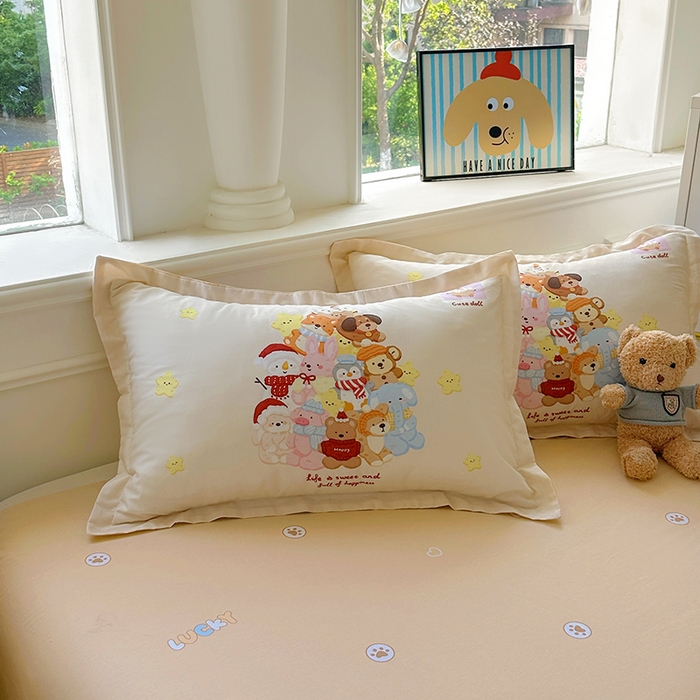 91家纺网 家纺一手货源 找家纺 浩诚 2025新款原创专版设计亲肤全棉纯棉印花四件套--有作品登记证书 动物乐园