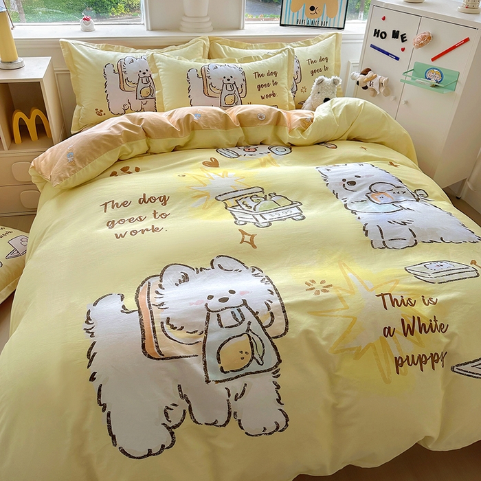 91家纺网 家纺一手货源 找家纺 浩诚 2025新款原创专版设计亲肤全棉纯棉印花四件套--有作品登记证书 工作萨摩耶