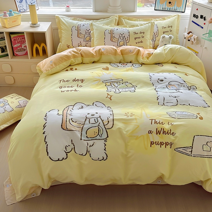 91家纺网 家纺一手货源 找家纺 浩诚 2025新款原创专版设计亲肤全棉纯棉印花四件套--有作品登记证书 工作萨摩耶