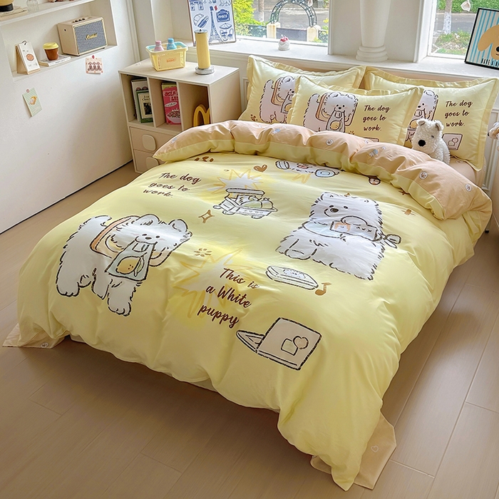 91家纺网 家纺一手货源 找家纺 浩诚 2025新款原创专版设计亲肤全棉纯棉印花四件套--有作品登记证书 工作萨摩耶