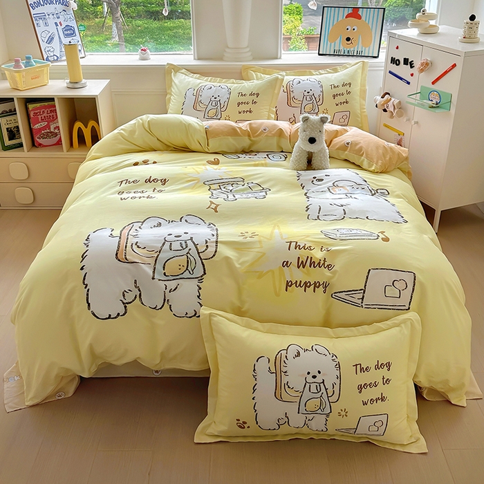 91家纺网 家纺一手货源 找家纺 浩诚 2025新款原创专版设计亲肤全棉纯棉印花四件套--有作品登记证书 工作萨摩耶