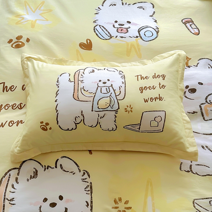 91家纺网 家纺一手货源 找家纺 浩诚 2025新款原创专版设计亲肤全棉纯棉印花四件套--有作品登记证书 工作萨摩耶