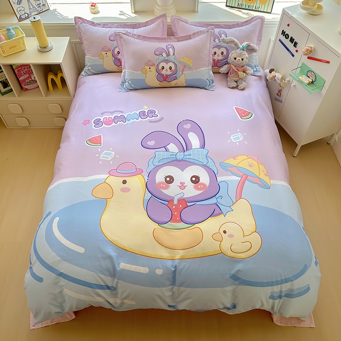 91家纺网 家纺一手货源 找家纺 浩诚 2025新款原创专版设计亲肤全棉纯棉印花四件套--有作品登记证书 清凉一夏