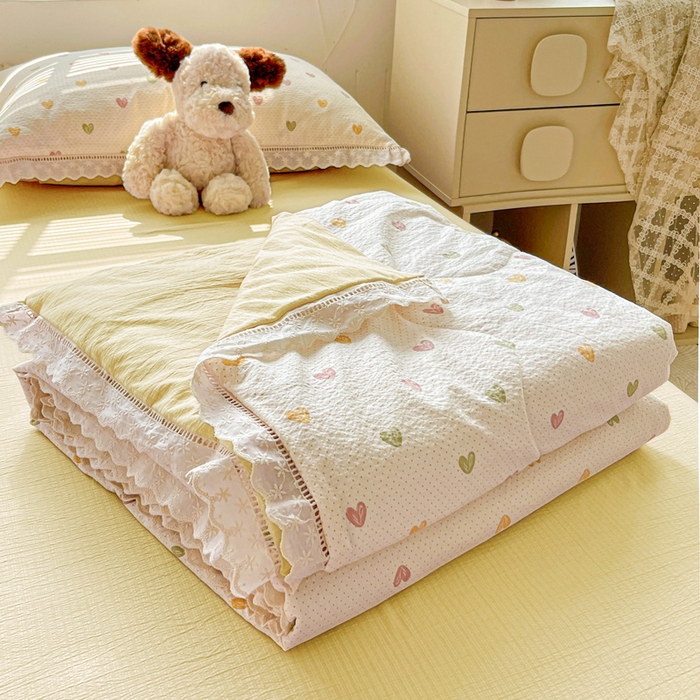 繁花家居 2025新款云感棉镂空花边夏被四件套 镂空花边-心动