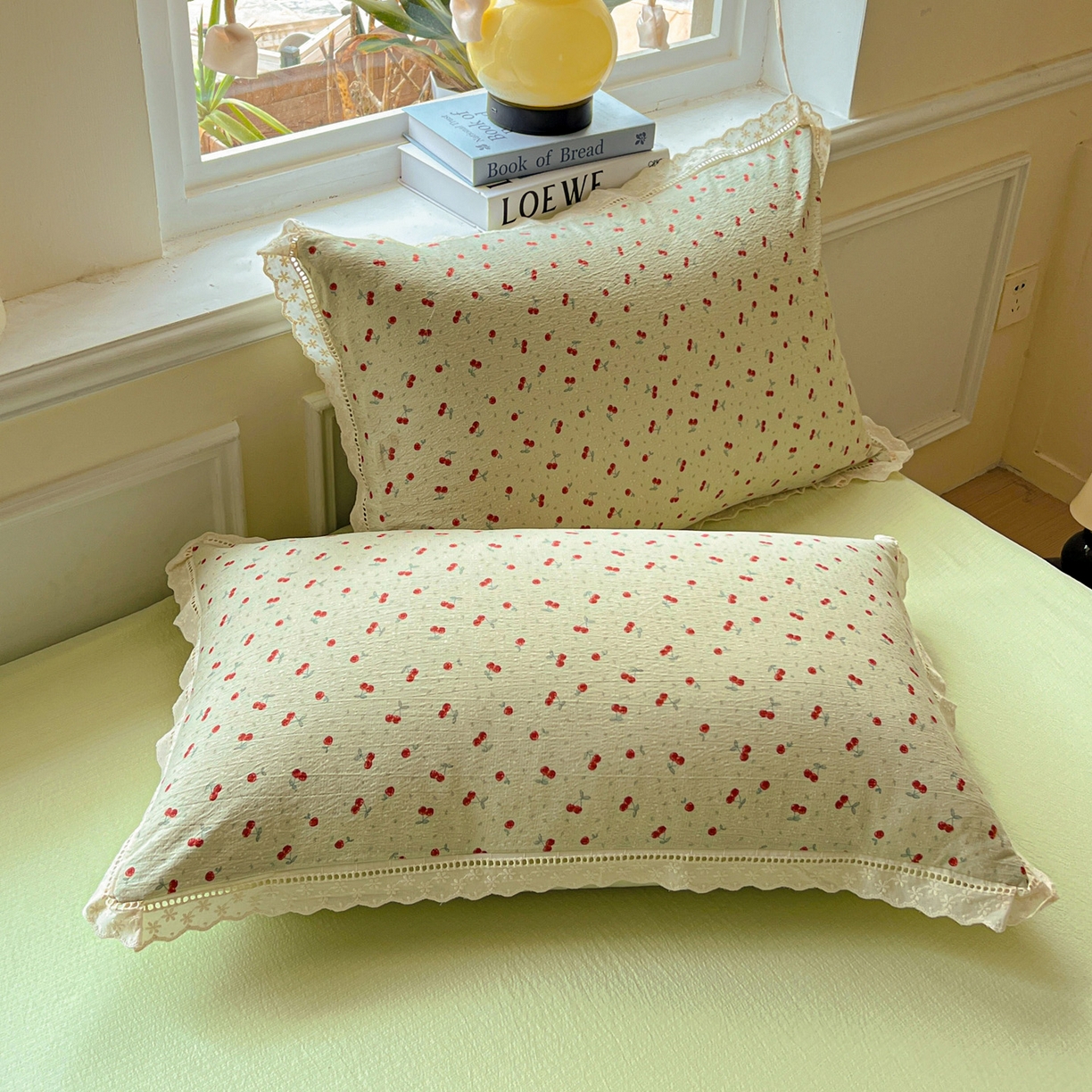 91家纺网 家纺一手货源 找家纺 繁花家居 2025新款云感棉镂空花边夏被四件套 镂空花边-绿樱子