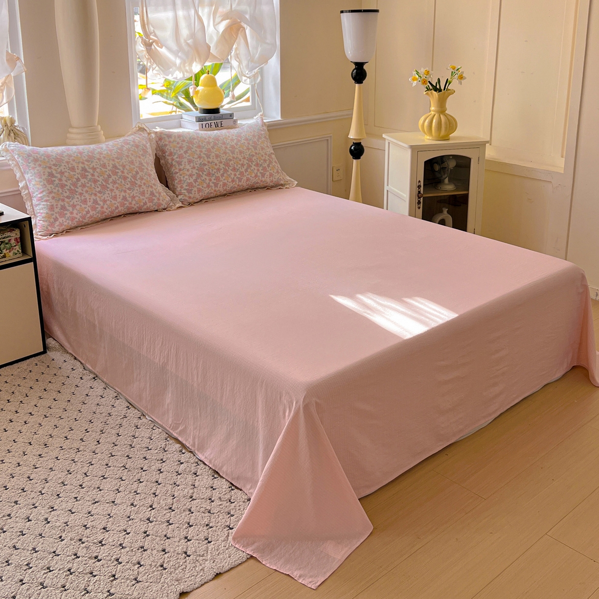 91家纺网 家纺一手货源 找家纺 繁花家居 2025新款云感棉镂空花边夏被四件套 镂空花边-春风里