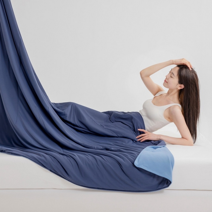 91家纺网 家纺一手货源 找家纺 良品汇馆 2025【双面双温夏凉被】日式无印某朵深睡夏凉被Pro2良品双感深睡被夏被夏凉被纯色空被 深海兰