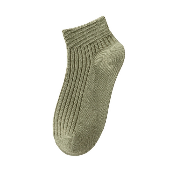 91家纺网 家纺一手货源 找家纺 良品汇馆 2025【女士纯色抽条短袜】日式无印女纯色抽条短袜良品棉质休闲运动袜子防臭抑菌吸汗短筒袜 果绿