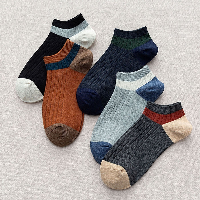 91家纺网 家纺一手货源 找家纺 【男士拼色暗纹短袜】日式无印男士拼色暗纹短袜良品百搭休闲防臭7A抑菌吸汗袜子船袜夏